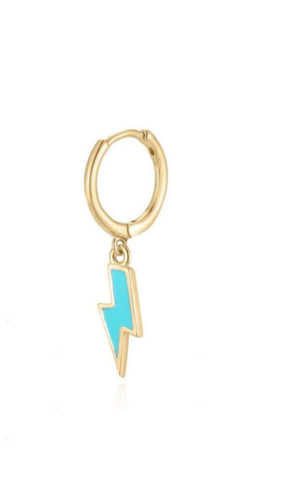 Le Marshand®  -  Joyería en plata 925, chapado en Oro 24K - Arito Rayo Azul turquesa - Diseños propios - Brazaletes, pulseras, collares y pendientes - Joyería online - Mallorca