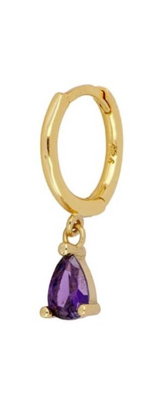 Le Marshand®  -  Joyería en plata 925, chapado en Oro 24K - Arito Gota lila - Diseños propios - Brazaletes, pulseras, collares y pendientes - Joyería online - Mallorca