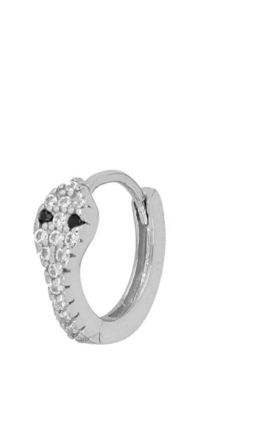 Le Marshand®  -  Joyería en plata 925, chapado en Oro 24K - Arito Serpiente ojos negros (Plata) - Diseños propios - Brazaletes, pulseras, collares y pendientes - Joyería online - Mallorca