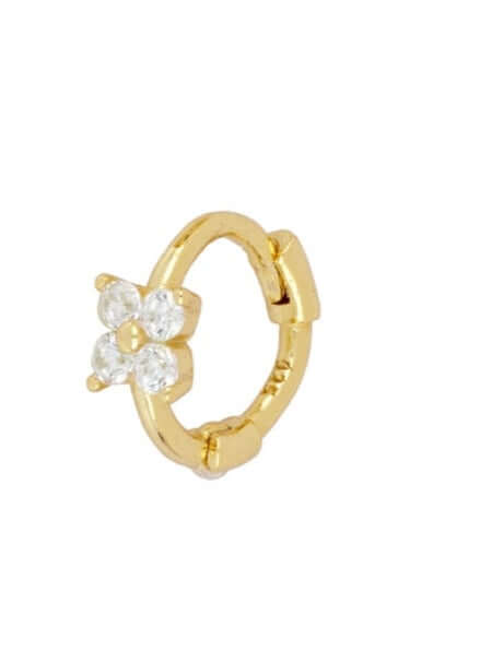 Le Marshand®  -  Joyería en plata 925, chapado en Oro 24K - Arito Flor pequeña blanca - Diseños propios - Brazaletes, pulseras, collares y pendientes - Joyería online - Mallorca