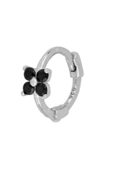 Le Marshand®  -  Joyería en plata 925, chapado en Oro 24K - Arito Flor pequeña negro (Plata) - Diseños propios - Brazaletes, pulseras, collares y pendientes - Joyería online - Mallorca