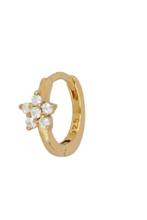 Le Marshand®  -  Joyería en plata 925, chapado en Oro 24K - Arito Flor Blanca - Diseños propios - Brazaletes, pulseras, collares y pendientes - Joyería online - Mallorca