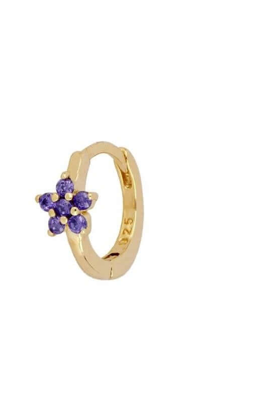 Le Marshand®  -  Joyería en plata 925, chapado en Oro 24K - Arito Flor lila - Diseños propios - Brazaletes, pulseras, collares y pendientes - Joyería online - Mallorca