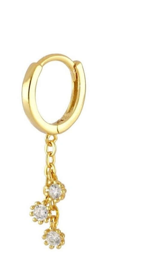 Le Marshand®  -  Joyería en plata 925, chapado en Oro 24K - Arito Tira 3 circonitas - Diseños propios - Brazaletes, pulseras, collares y pendientes - Joyería online - Mallorca