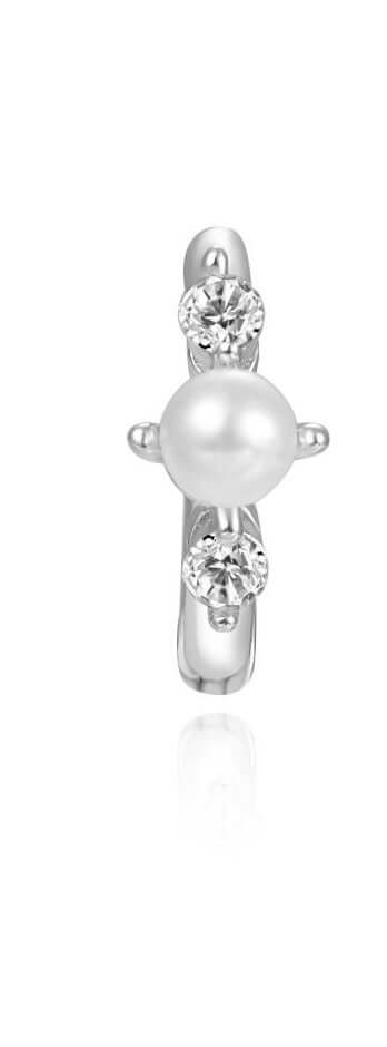 Le Marshand®  -  Joyería en plata 925, chapado en Oro 24K - Arito Perla y circonitas (Plata) - Diseños propios - Brazaletes, pulseras, collares y pendientes - Joyería online - Mallorca
