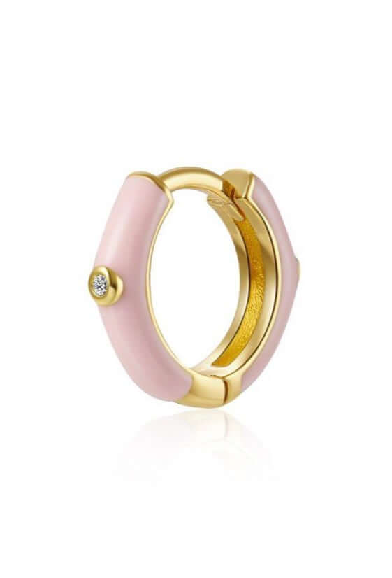 Le Marshand®  -  Joyería en plata 925, chapado en Oro 24K - Arito Esmaltado Rosa - Diseños propios - Brazaletes, pulseras, collares y pendientes - Joyería online - Mallorca