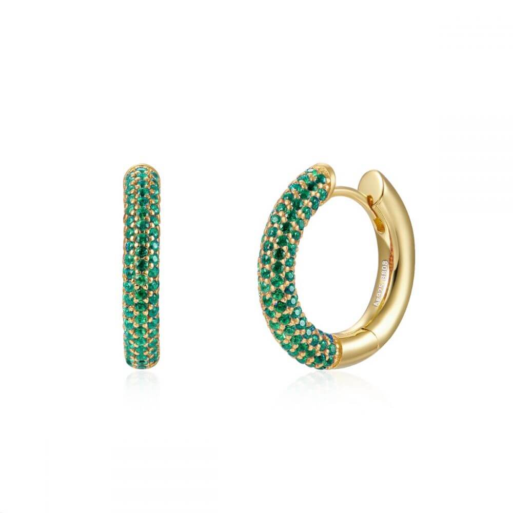 Le Marshand®  -  Joyería en plata 925, chapado en Oro 24K - Arito Lux Round Verde - Diseños propios - Brazaletes, pulseras, collares y pendientes - Joyería online - Mallorca