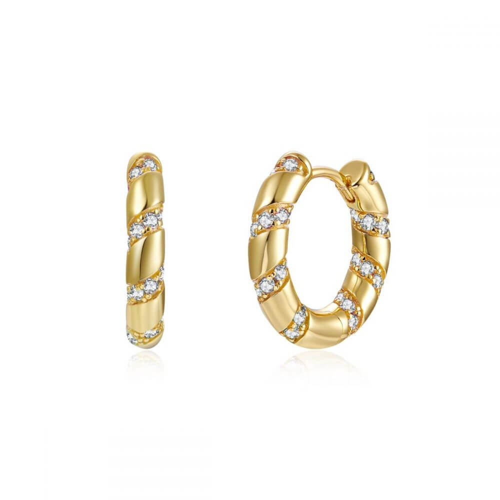 Le Marshand®  -  Joyería en plata 925, chapado en Oro 24K - Arito Trenza circonitas - Diseños propios - Brazaletes, pulseras, collares y pendientes - Joyería online - Mallorca