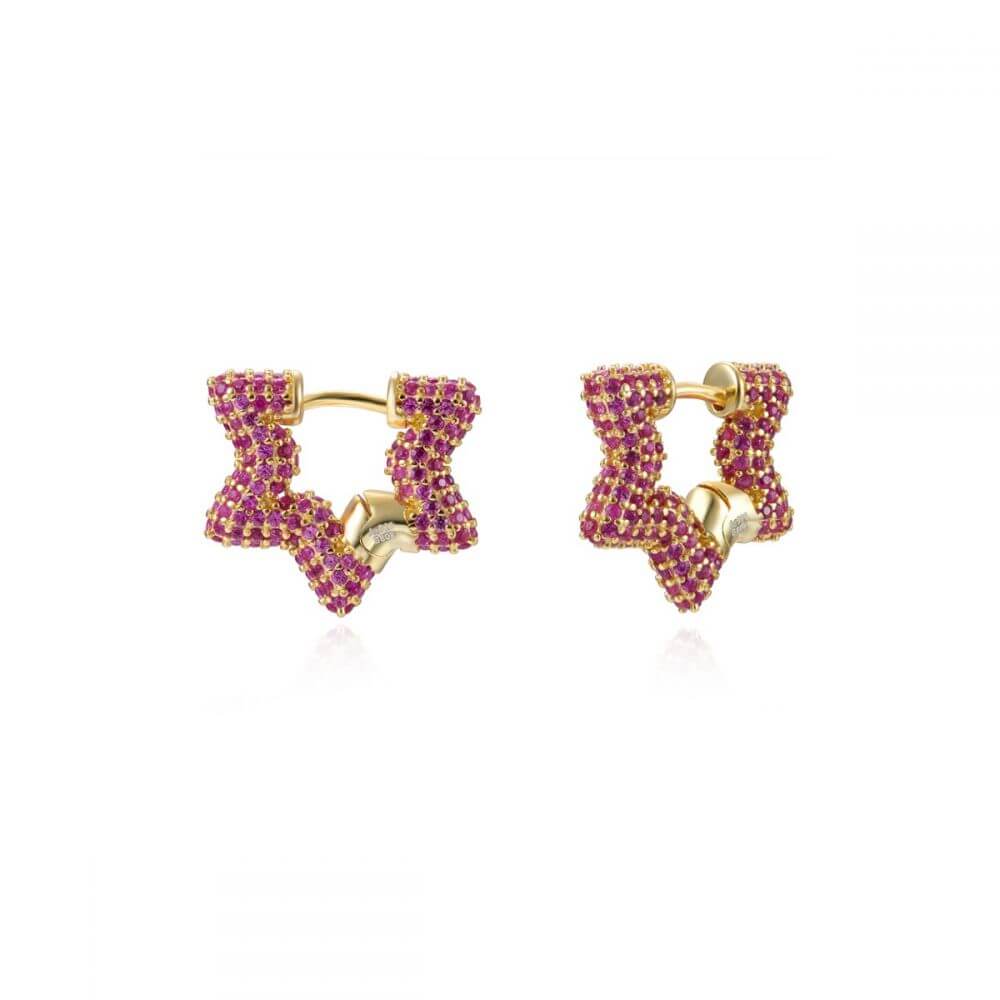 Le Marshand®  -  Joyería en plata 925, chapado en Oro 24K - Arito Lux Gran Estrella Rosa - Diseños propios - Brazaletes, pulseras, collares y pendientes - Joyería online - Mallorca