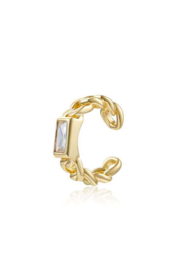 Le Marshand®  -  Joyería en plata 925, chapado en Oro 24K - Cuff Solitario Blanco - Diseños propios - Brazaletes, pulseras, collares y pendientes - Joyería online - Mallorca