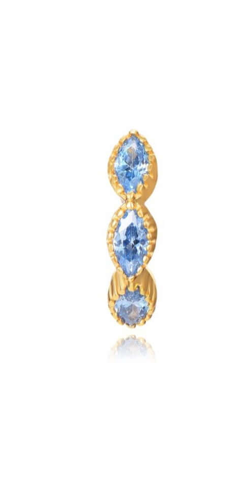 Le Marshand®  -  Joyería en plata 925, chapado en Oro 24K - Arito Drops Azul - Diseños propios - Brazaletes, pulseras, collares y pendientes - Joyería online - Mallorca