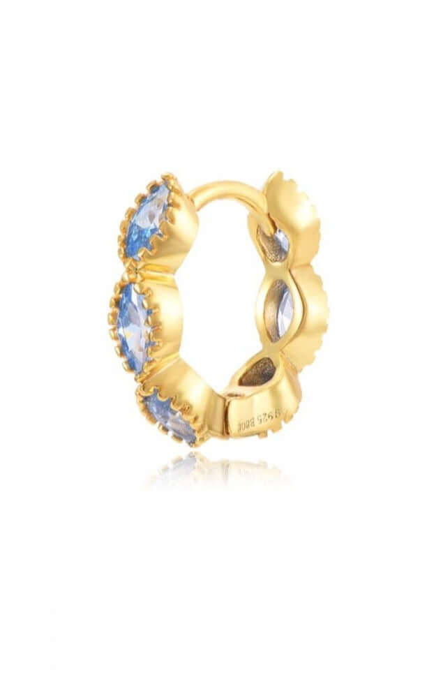 Le Marshand®  -  Joyería en plata 925, chapado en Oro 24K - Arito Drops Azul - Diseños propios - Brazaletes, pulseras, collares y pendientes - Joyería online - Mallorca