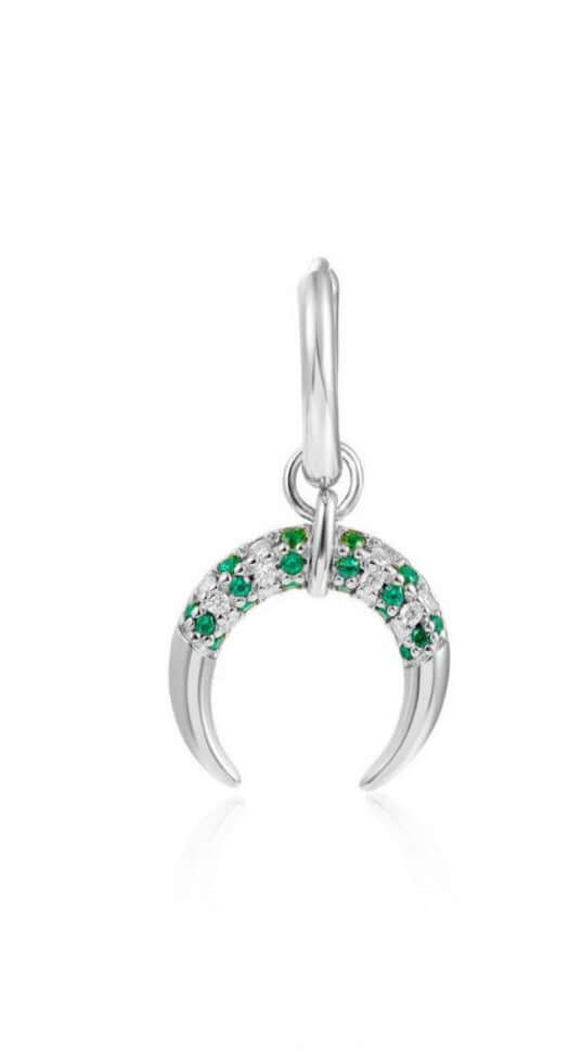 Le Marshand®  -  Joyería en plata 925, chapado en Oro 24K - Arito Circ Cuerno Verde (Plata) - Diseños propios - Brazaletes, pulseras, collares y pendientes - Joyería online - Mallorca
