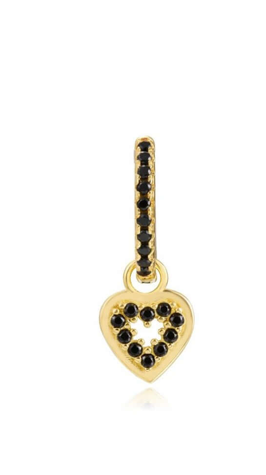 Le Marshand®  -  Joyería en plata 925, chapado en Oro 24K - Arito Corazón Hueco Negro - Diseños propios - Brazaletes, pulseras, collares y pendientes - Joyería online - Mallorca