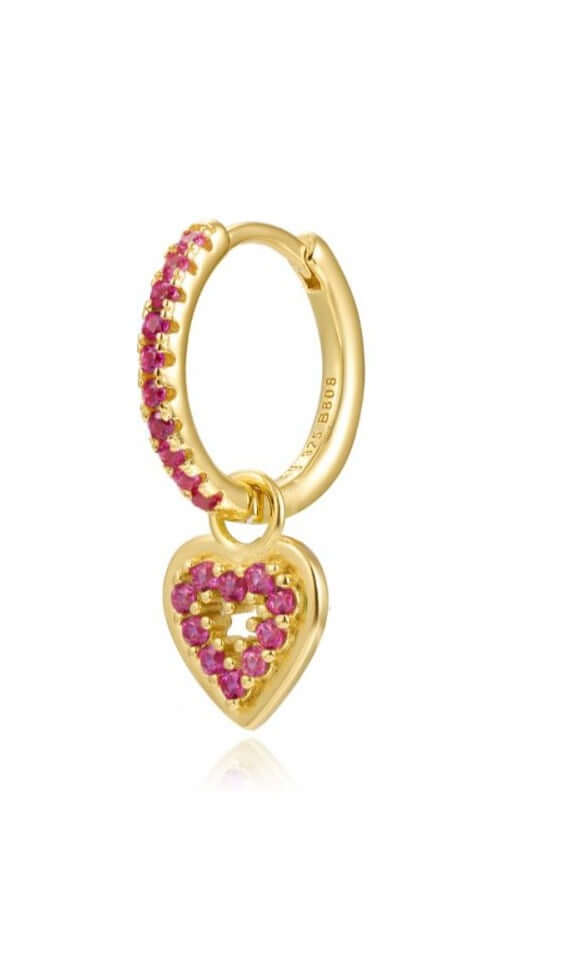 Le Marshand®  -  Joyería en plata 925, chapado en Oro 24K - Arito corazon hueco rosa - Diseños propios - Brazaletes, pulseras, collares y pendientes - Joyería online - Mallorca