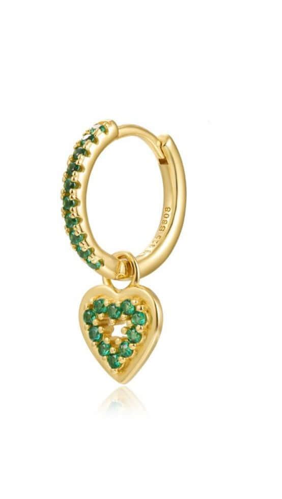 Le Marshand®  -  Joyería en plata 925, chapado en Oro 24K - Arito Corazón Hueco Verde - Diseños propios - Brazaletes, pulseras, collares y pendientes - Joyería online - Mallorca