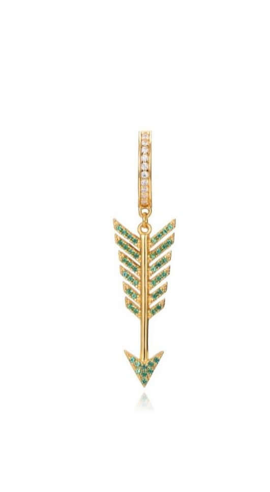 Le Marshand®  -  Joyería en plata 925, chapado en Oro 24K - Arito Lux Flecha Verde - Diseños propios - Brazaletes, pulseras, collares y pendientes - Joyería online - Mallorca
