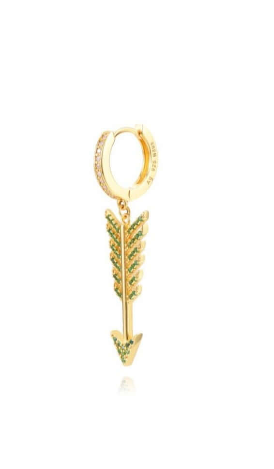Le Marshand®  -  Joyería en plata 925, chapado en Oro 24K - Arito Lux Flecha Verde - Diseños propios - Brazaletes, pulseras, collares y pendientes - Joyería online - Mallorca
