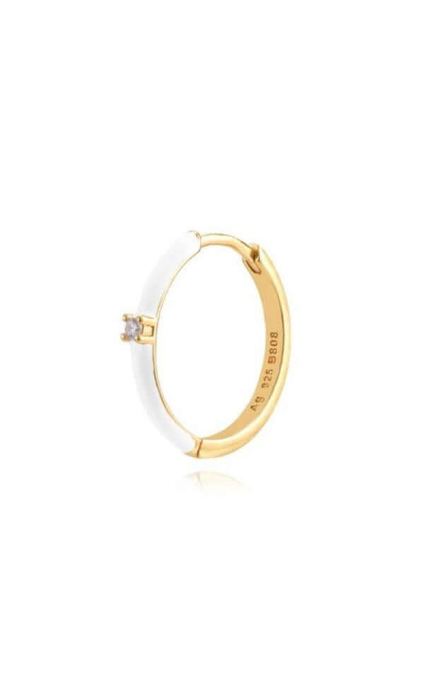 Le Marshand®  -  Joyería en plata 925, chapado en Oro 24K - Arito Esmalte Blanco - Diseños propios - Brazaletes, pulseras, collares y pendientes - Joyería online - Mallorca