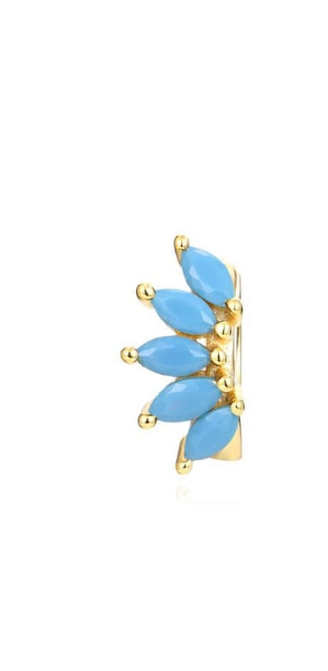 Le Marshand®  -  Joyería en plata 925, chapado en Oro 24K - Arito Abanico Turquesa - Diseños propios - Brazaletes, pulseras, collares y pendientes - Joyería online - Mallorca