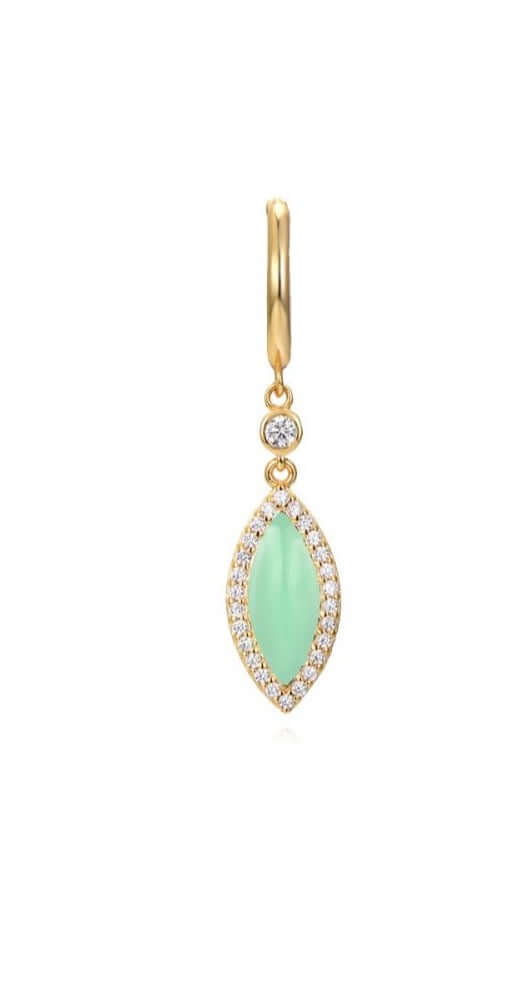 Le Marshand®  -  Joyería en plata 925, chapado en Oro 24K - Arito Charm Verde - Diseños propios - Brazaletes, pulseras, collares y pendientes - Joyería online - Mallorca