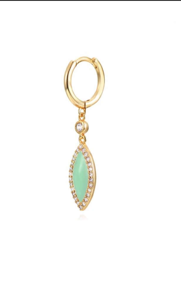 Le Marshand®  -  Joyería en plata 925, chapado en Oro 24K - Arito Charm Verde - Diseños propios - Brazaletes, pulseras, collares y pendientes - Joyería online - Mallorca