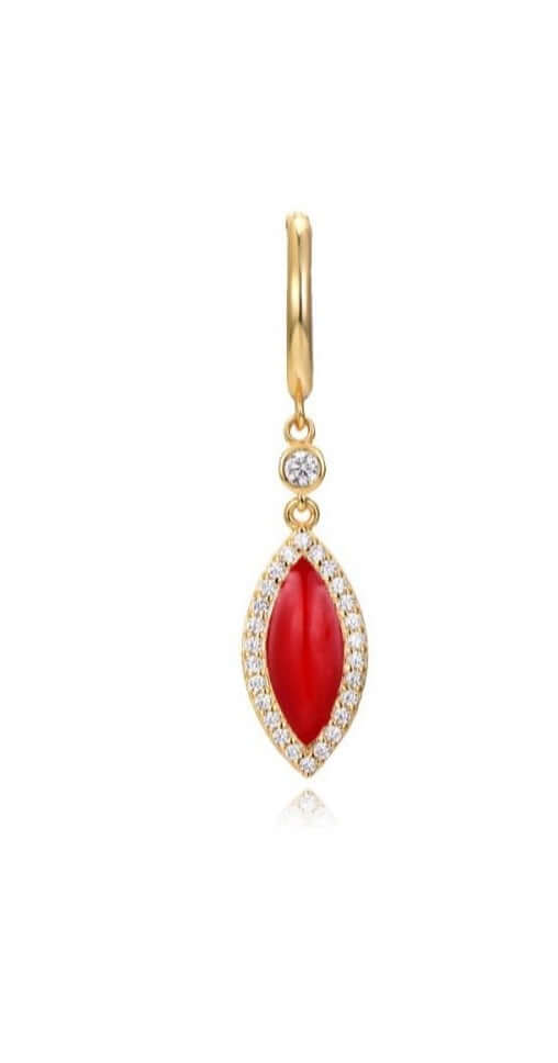 Le Marshand®  -  Joyería en plata 925, chapado en Oro 24K - Arito Charm Rojo - Diseños propios - Brazaletes, pulseras, collares y pendientes - Joyería online - Mallorca