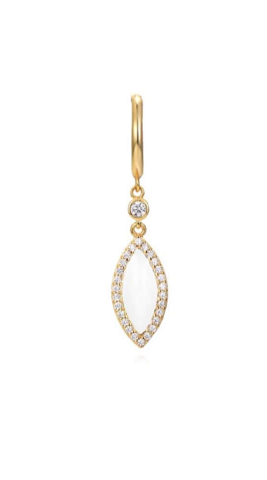 Le Marshand®  -  Joyería en plata 925, chapado en Oro 24K - Arito Charm Blanco - Diseños propios - Brazaletes, pulseras, collares y pendientes - Joyería online - Mallorca