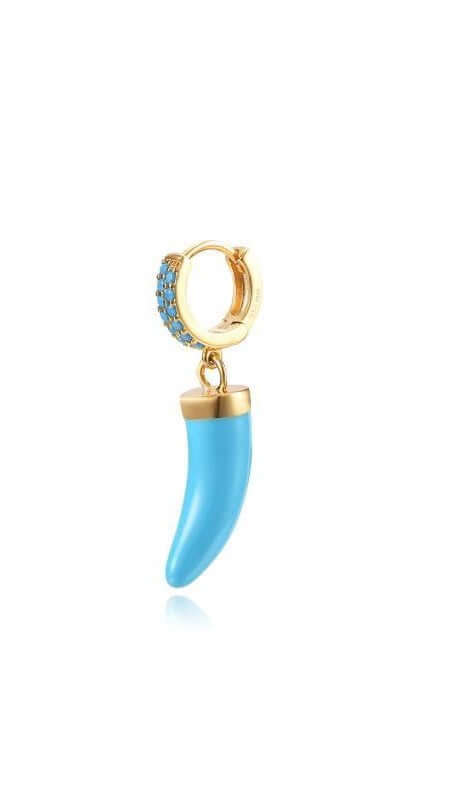 Le Marshand®  -  Joyería en plata 925, chapado en Oro 24K - Arito Cuerno Turquesa - Diseños propios - Brazaletes, pulseras, collares y pendientes - Joyería online - Mallorca