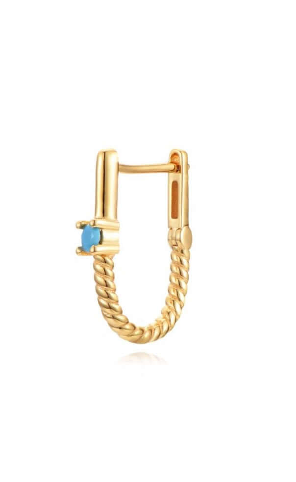 Le Marshand®  -  Joyería en plata 925, chapado en Oro 24K - Arito Oval Turquesa - Diseños propios - Brazaletes, pulseras, collares y pendientes - Joyería online - Mallorca